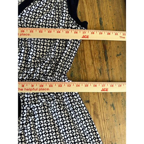 En Focus Petite Womens Navy White Dress 8P Sleeveless Geometric‎ polyester - Picture 6 of 7